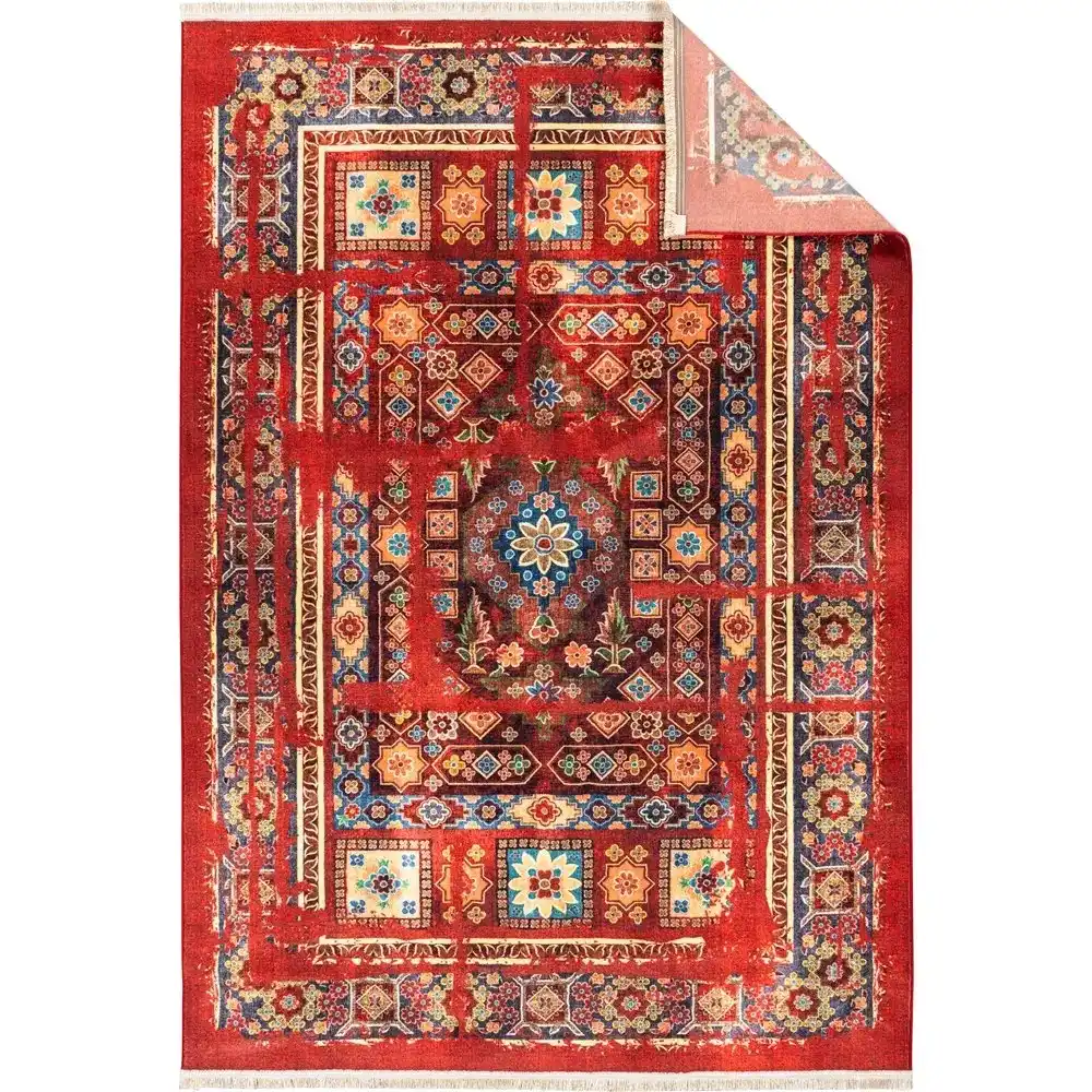 فرش ماشینی فانتزی طرح 25tt0100 قرمز 700 شانه